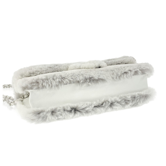 CHANEL Orirag Fur Chain Wallet White Grey - Picture 3 of 10